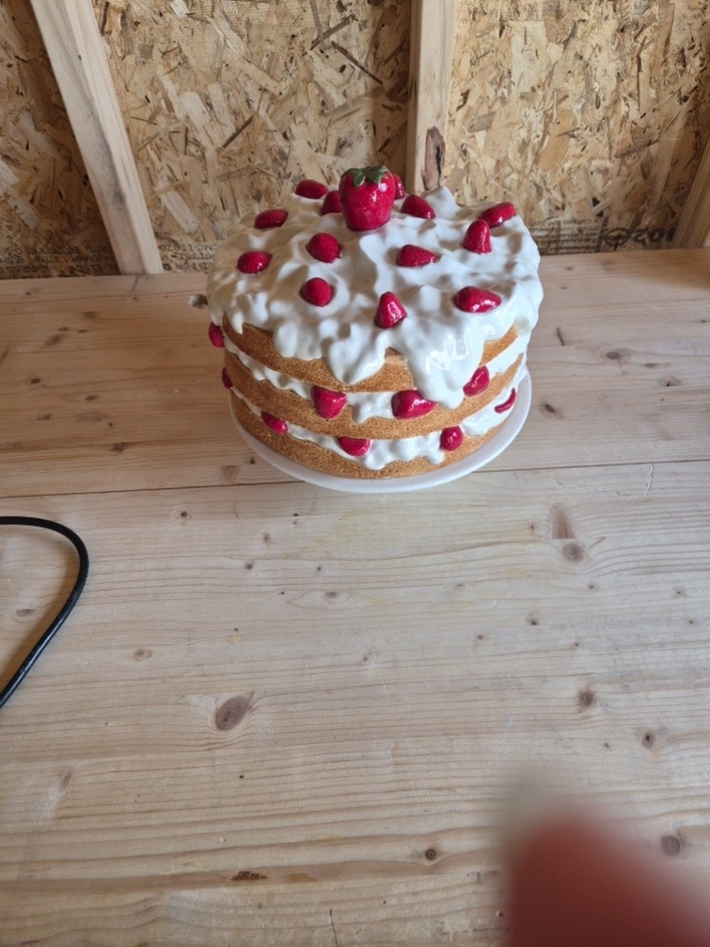 Vintage Spring Strawberry Shortcake Ceramic Cake Stand
